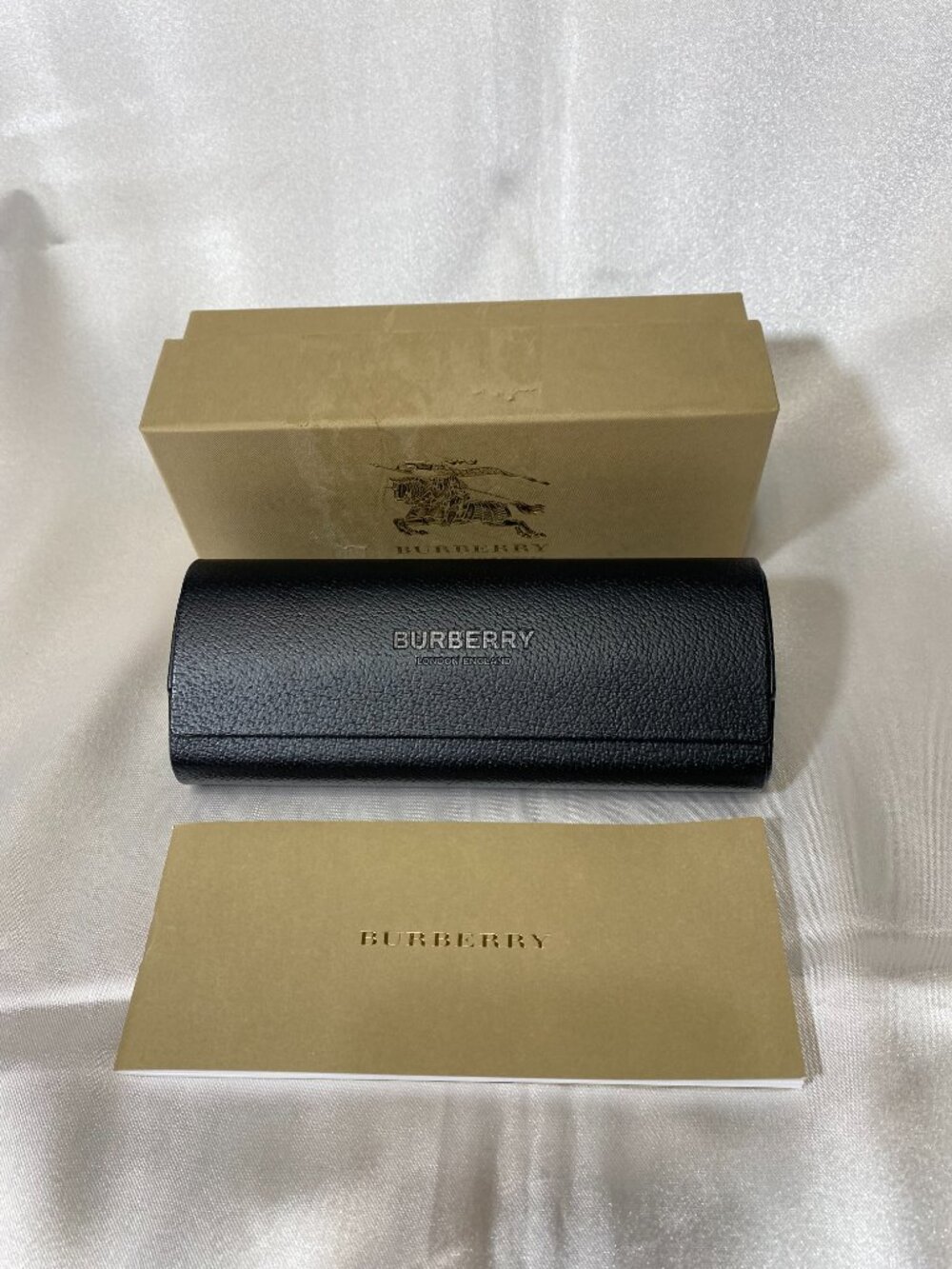 Burberry Sunglasses Eyeglasses Case Set,Black Hard Faux Leather,Logo Lining,Card